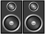 Set of Black and Grey Stereo Speakers