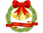 Christmas Wreath Background with Golden Bells