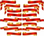 Set of Red Banner Scrolls with Golden Accents