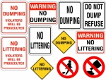 Set of No Dumping or No Littering Signs