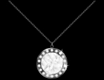 Round Diamond Necklace Isolated on Black