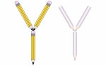 Pencils and Colored Pencils Font Set Letter Y