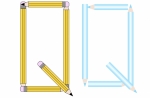 Pencils and Colored Pencils Font Set Letter Q
