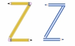 Pencils and Colored Pencils Font Set Letter Z