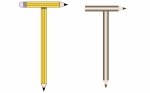 Pencils and Colored Pencils Font Set Letter T