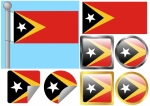 Flag Set Timor-Leste