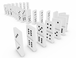 3d Render of Dominoes in a Curved Line