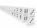 3d Render of a Set of Dominoes in a Line