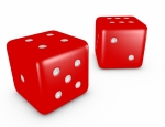 3d Render of a Red Pair of Dice on White