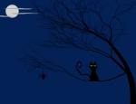 Halloween Background of a Cat in a Tree